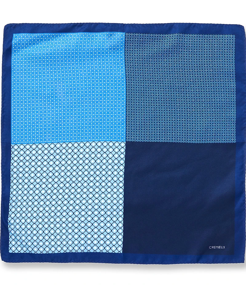 Cremieux Walter Neat Pattern Four Square Woven Silk Pocket Square
