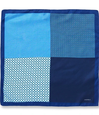 Cremieux Walter Neat Pattern Four Square Woven Silk Pocket Square