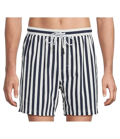 Cremieux Wide Stripe Print 6#double; Inseam Swim Trunks