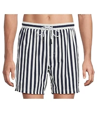Cremieux Wide Stripe Print 6#double; Inseam Swim Trunks