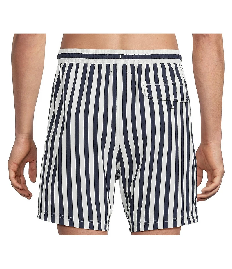 Cremieux Wide Stripe Print 6#double; Inseam Swim Trunks