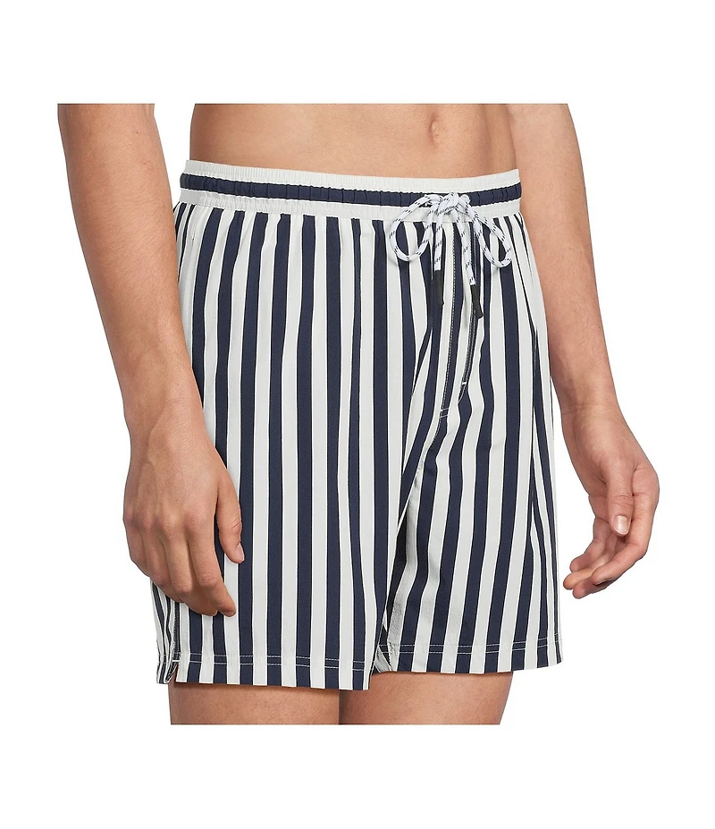 Cremieux Wide Stripe Print 6#double; Inseam Swim Trunks