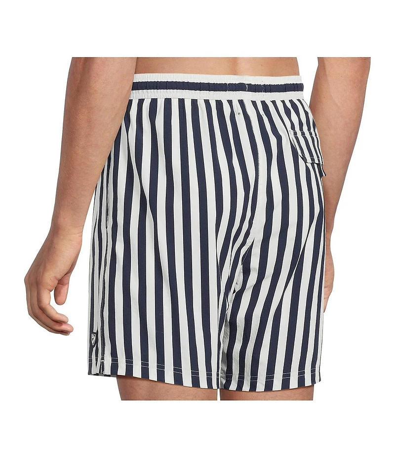 Cremieux Wide Stripe Print 6#double; Inseam Swim Trunks