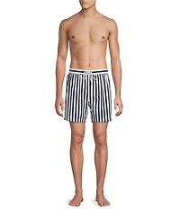 Cremieux Wide Stripe Print 6#double; Inseam Swim Trunks