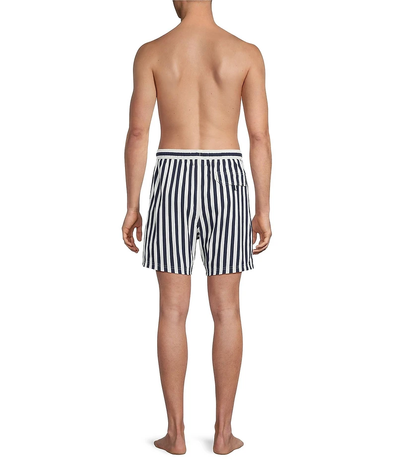 Cremieux Wide Stripe Print 6#double; Inseam Swim Trunks