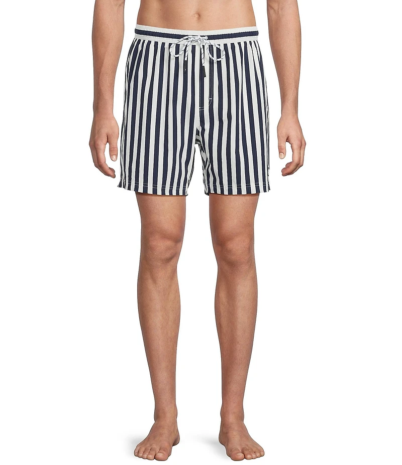 Cremieux Wide Stripe Print 6#double; Inseam Swim Trunks