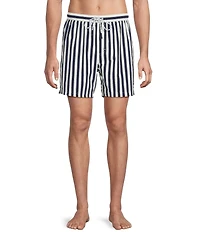 Cremieux Wide Stripe Print 6#double; Inseam Swim Trunks