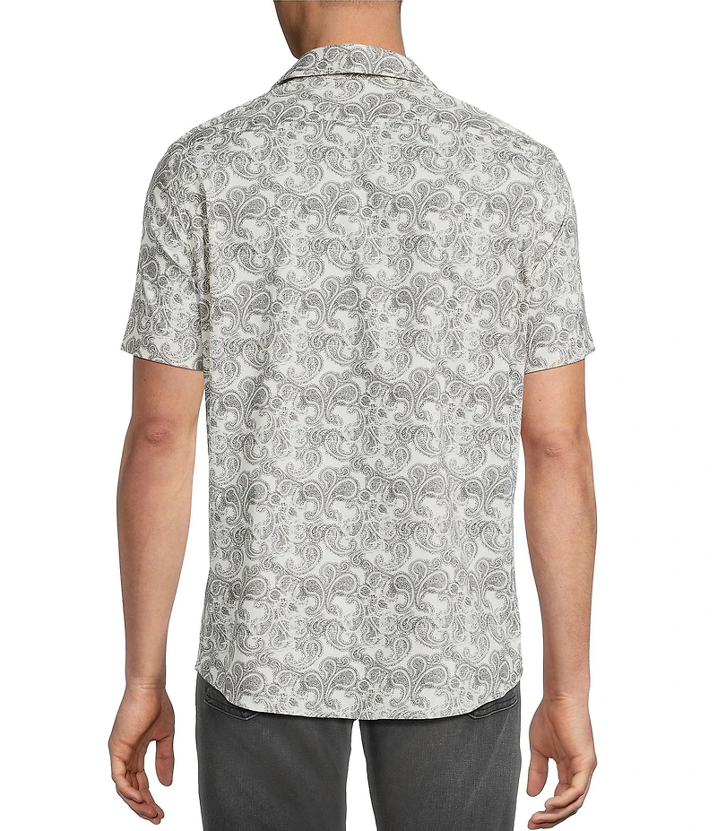 Cremiuex Premium Denim Paisley Short Sleeve Woven Shirt