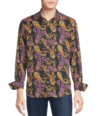 Cremiux Premium Denim Large Paisley Long Sleeve Woven Shirt