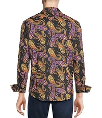 Cremiux Premium Denim Large Paisley Long Sleeve Woven Shirt