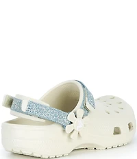 Crocs Girl's Classic Denim Flower Adjustable Backstrap Clogs (Youth)