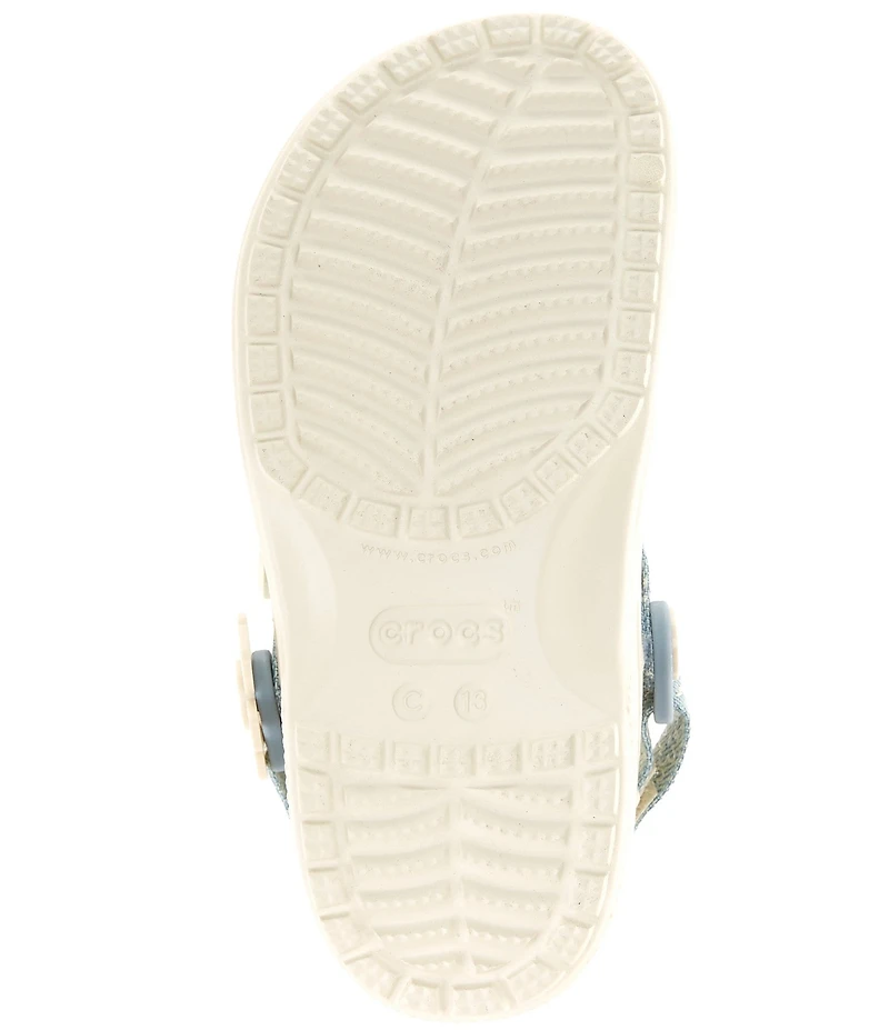 Crocs Girl's Classic Denim Flower Adjustable Backstrap Clogs (Youth)