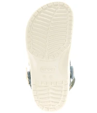 Crocs Girl's Classic Denim Flower Adjustable Backstrap Clogs (Youth)