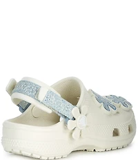 Crocs Girls' Classic Denim Flower Embellished Adjustable Backstrap Clogs (Infant)