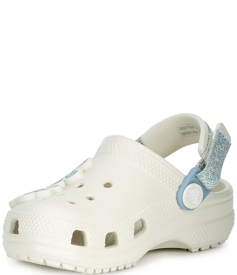 Crocs Girls' Classic Denim Flower Embellished Adjustable Backstrap Clogs (Infant)