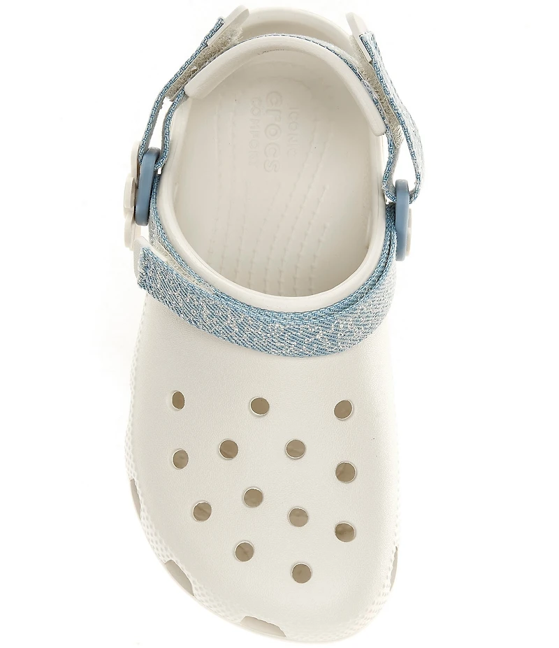 Crocs Girls' Classic Denim Flower Adjustable Backstrap Clogs (Toddler)