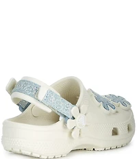Crocs Girls' Classic Denim Flower Embellished Adjustable Backstrap Clogs (Toddler)