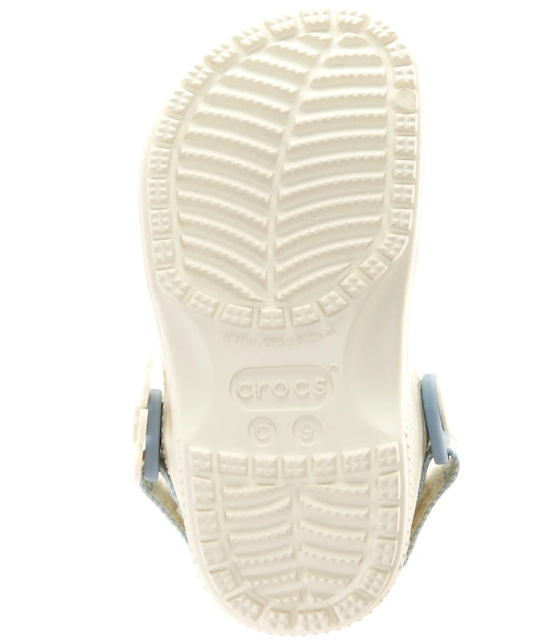 Crocs Girls' Classic Denim Flower Embellished Adjustable Backstrap Clogs (Toddler)