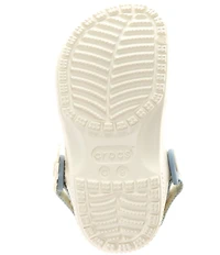 Crocs Girls' Classic Denim Flower Embellished Adjustable Backstrap Clogs (Toddler)