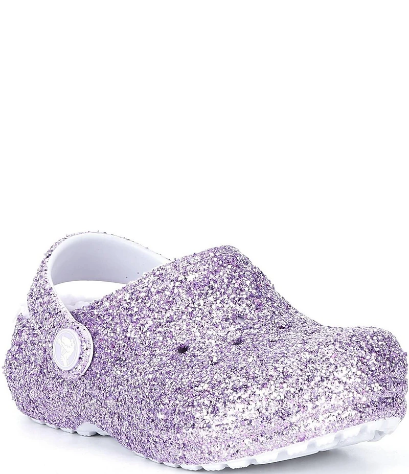 Crocs Girls' Classic Fur Lined Chunky Glitter Clogs (Toddler)