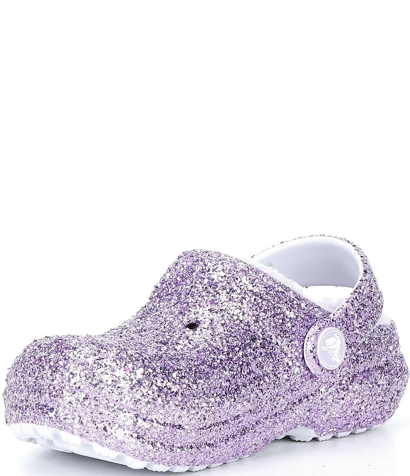 Crocs Girls' Classic Fur Lined Chunky Glitter Clogs (Toddler)
