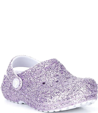 Crocs Girls' Classic Fur Lined Chunky Glitter Clogs (Youth)