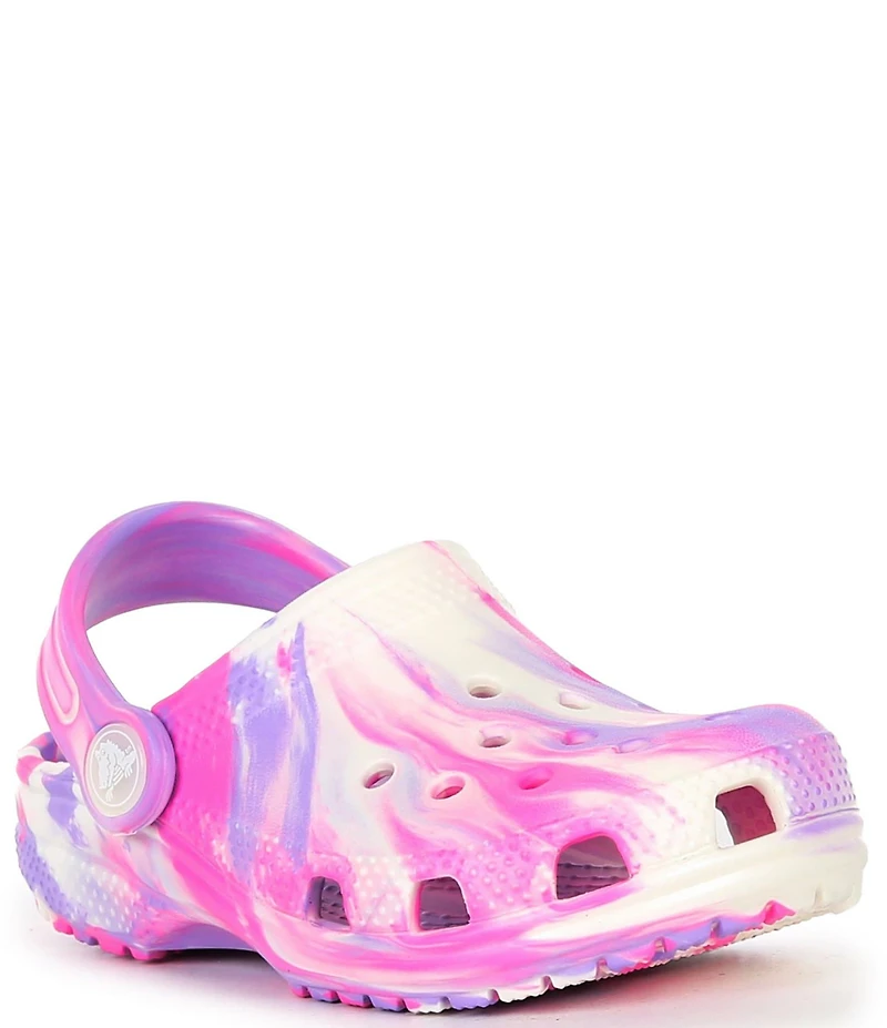 Crocs Girls' Classic Glow-In-The-Dark Marbled Clogs (Toddler)