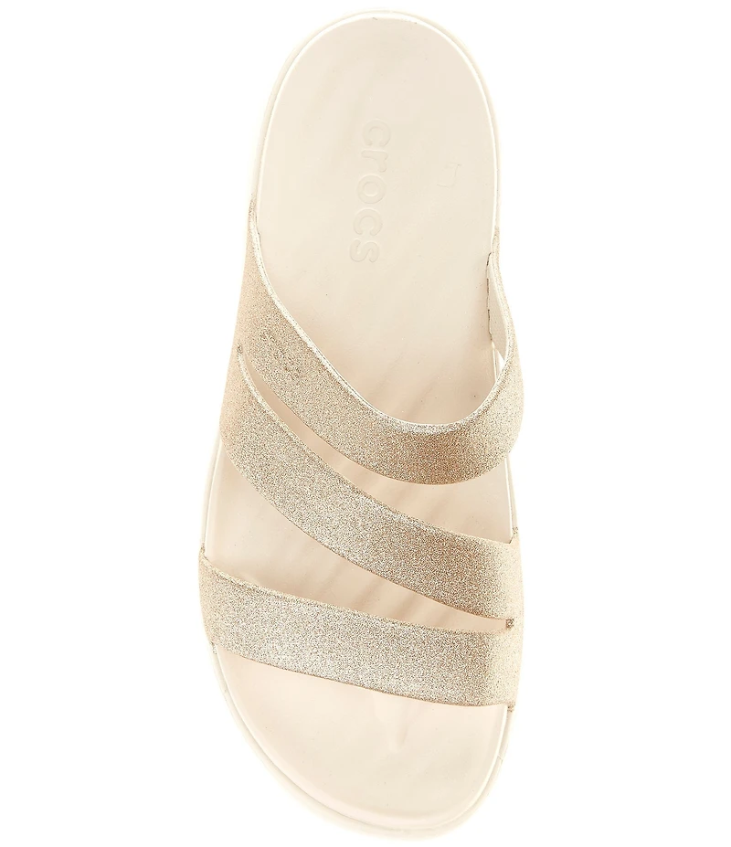 Crocs Women's Getaway Glitter Strappy Platform Slide Sandals