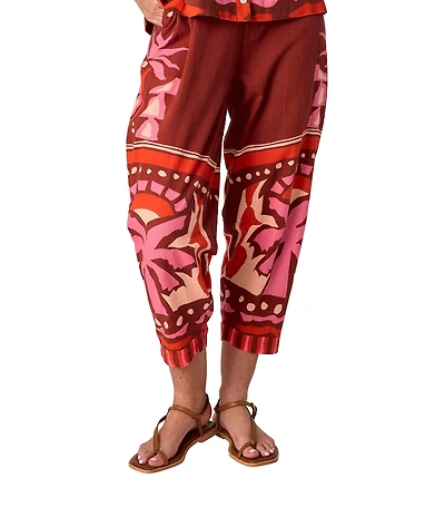 CROSBY by Mollie Burch Bernie Printed Cotton Linen Blend Coordinating Relaxed Fit Pants