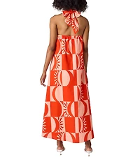 CROSBY by Mollie Burch Cleo Printed Crisscross Halter Neck Self Tie Sleeveless Maxi Dress