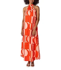 CROSBY by Mollie Burch Cleo Printed Crisscross Halter Neck Self Tie Sleeveless Maxi Dress