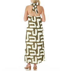 CROSBY by Mollie Burch Cleo Abstract Print Tie Halter Linen Blend Maxi Dress