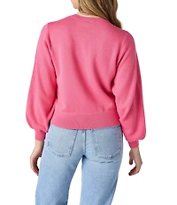 CROSBY by Mollie Burch Colson Cashmere Blend Floral Embroidered Neckline Button Front Cardigan