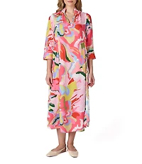 CROSBY by Mollie Burch Fia Caftan Split V Neck Ankle Length Caftan Dress
