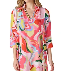 CROSBY by Mollie Burch Fia Caftan Split V Neck Ankle Length Caftan Dress