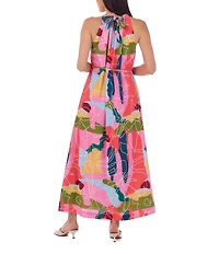 CROSBY by Mollie Burch Julie Floral Whimsy Print Split Neck Sleeveless Maxi Dress