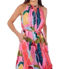 CROSBY by Mollie Burch Julie Floral Whimsy Print Split Neck Sleeveless Maxi Dress