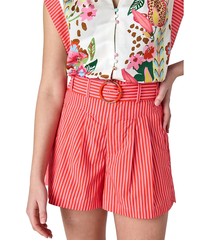 CROSBY by Mollie Burch Lettie Belted High Rise Pleated Shorts