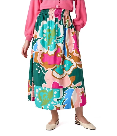 CROSBY by Mollie Burch Marlowe Cotton Poplin Floral Print A-Line Maxi Skirt