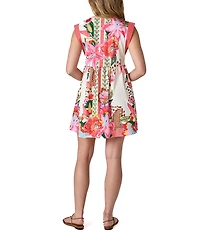 CROSBY by Mollie Burch Moxie Crew Neck A Line Cap Sleeve Printed Mini Dress