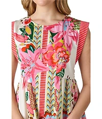 CROSBY by Mollie Burch Moxie Crew Neck A Line Cap Sleeve Printed Mini Dress