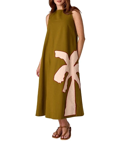 CROSBY by Mollie Burch Owens Palm Tree Shift Maxi Dress