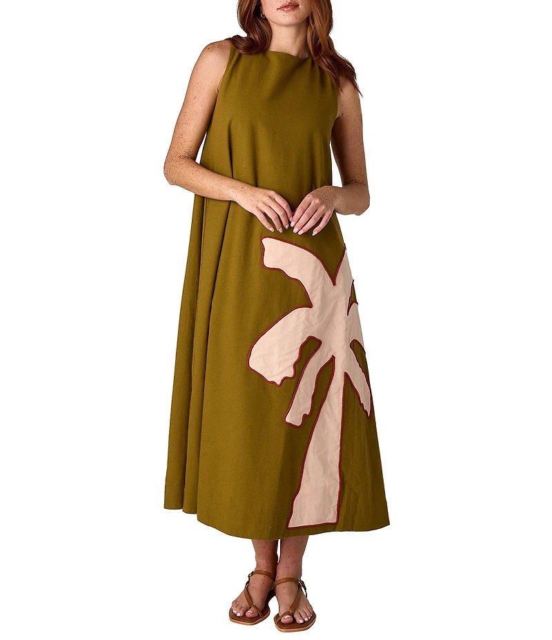 CROSBY by Mollie Burch Owens Palm Tree Shift Maxi Dress