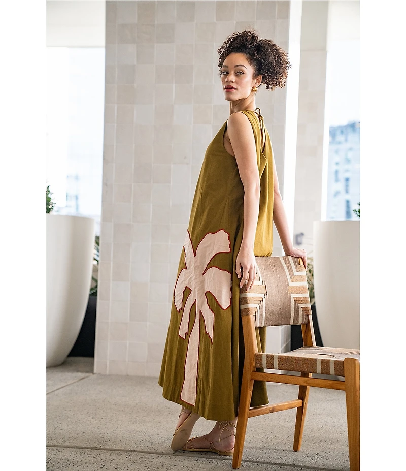 CROSBY by Mollie Burch Owens Palm Tree Shift Maxi Dress