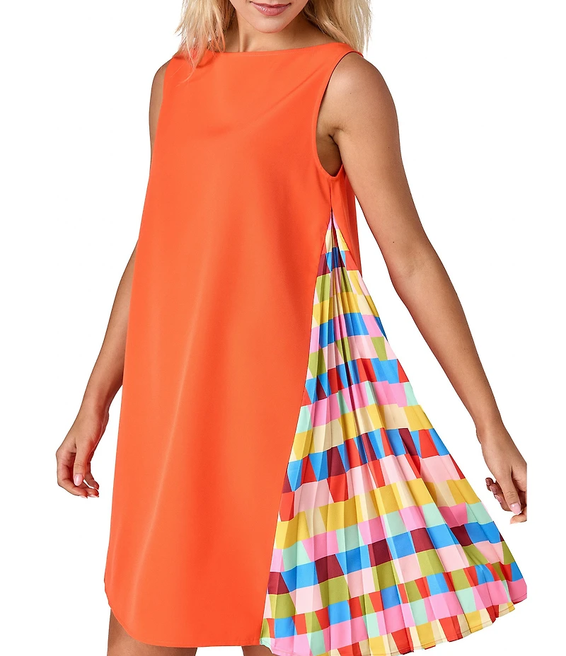 CROSBY by Mollie Burch Pixie Pleated Boat Neck Baby Doll Dress