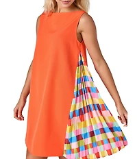CROSBY by Mollie Burch Pixie Pleated Boat Neck Baby Doll Dress