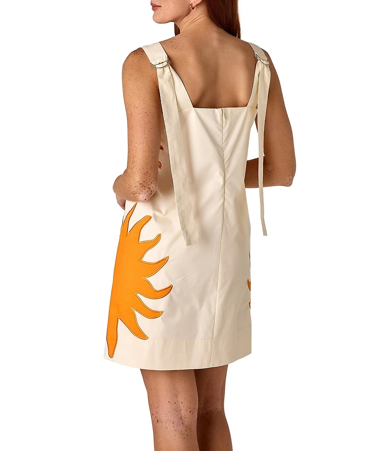 CROSBY by Mollie Burch Warren Sunburst Printed Square Neck Sleeveless Shift Dress