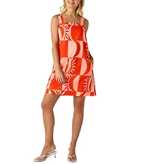 CROSBY by Mollie Burch Warren Sunny Printed Square Neck Sleeveless Shift Dress