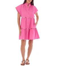 CROSBY by Mollie Burch Whitley Mock Neck Short Flutter Sleeve Dress