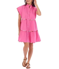 CROSBY by Mollie Burch Whitley Mock Neck Short Flutter Sleeve Dress